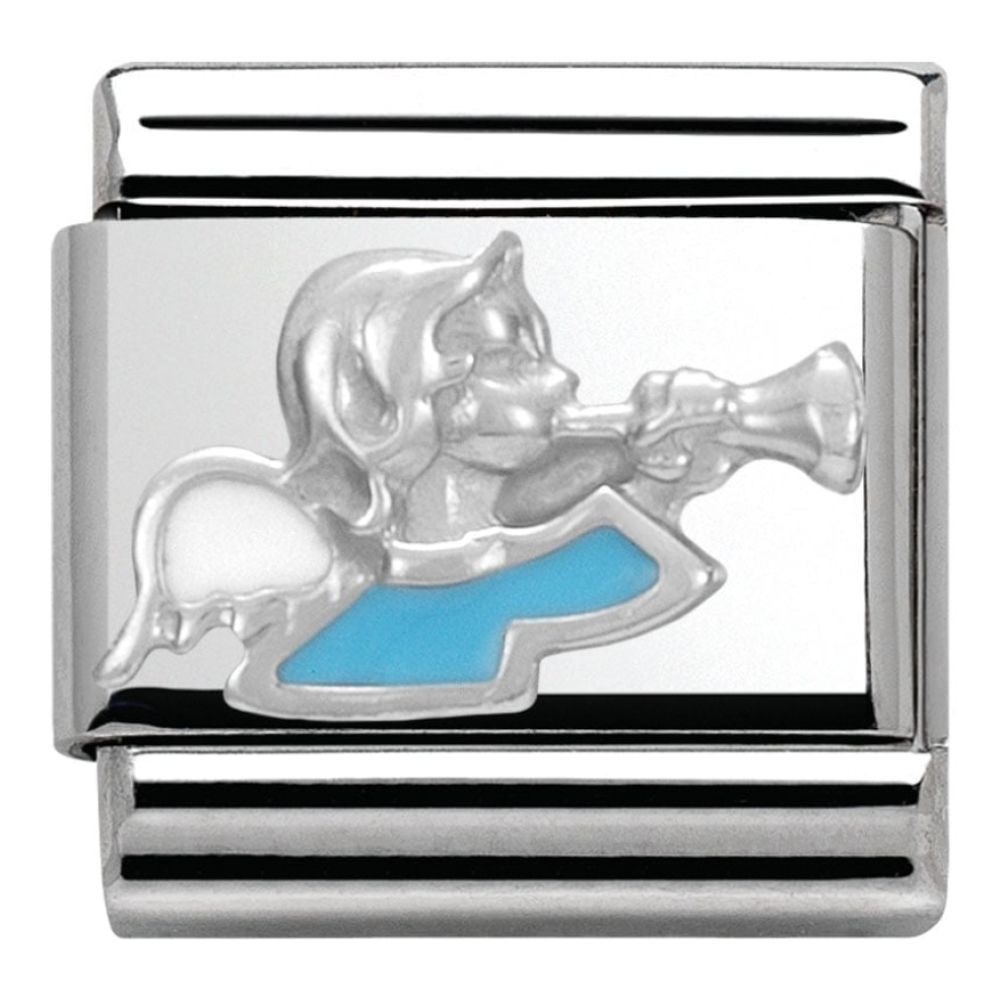 Classic Silver Blue Enamel Angel