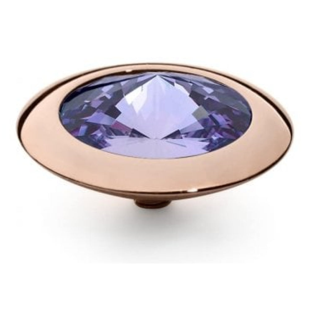 Famosa Rose Gold 16mm Tondo Ring Top Tanzanite