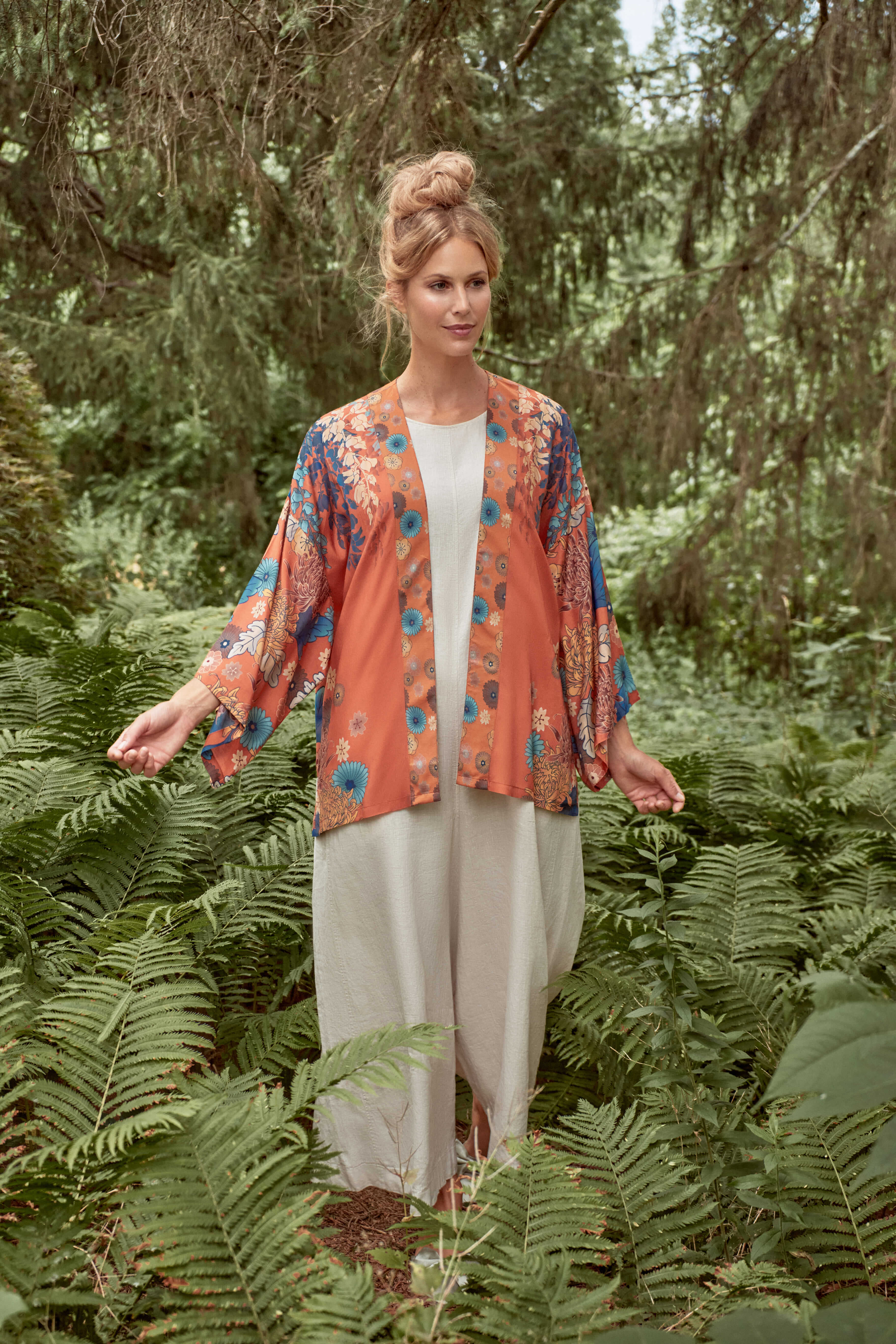 Trailing Wisteria Kimono Jacket - Terracotta
