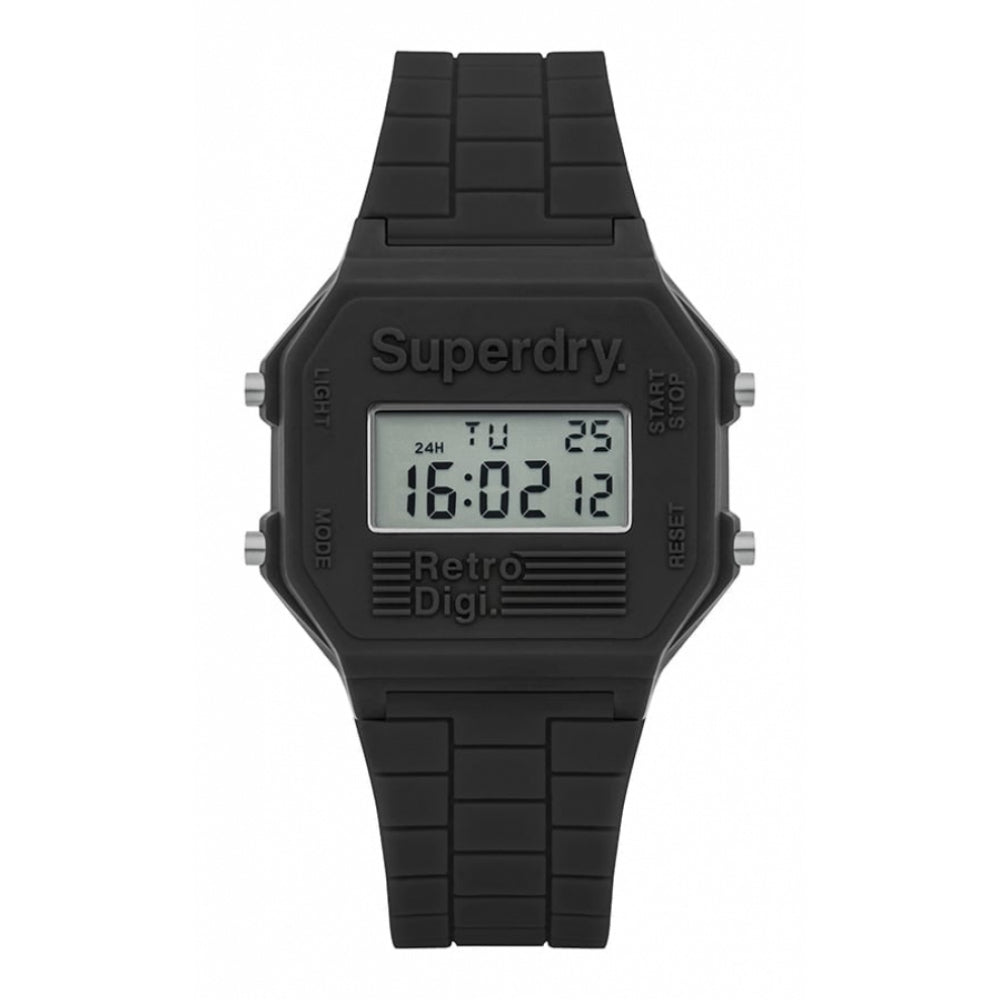 Retro Digi Dark Grey Silicone Strap Watch With Digital Display Dial