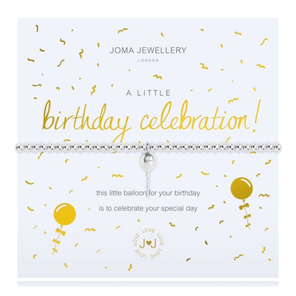 A Little - Birthday Celebration- Silver Charm - Silver Bracelet - 17.5cm Stretch