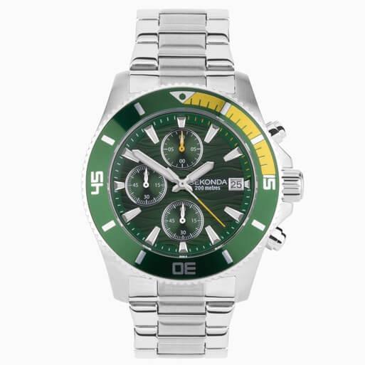 Pacific Wave Chronograph Green Dial With SS Case & Bracelet Strap Men's Watch