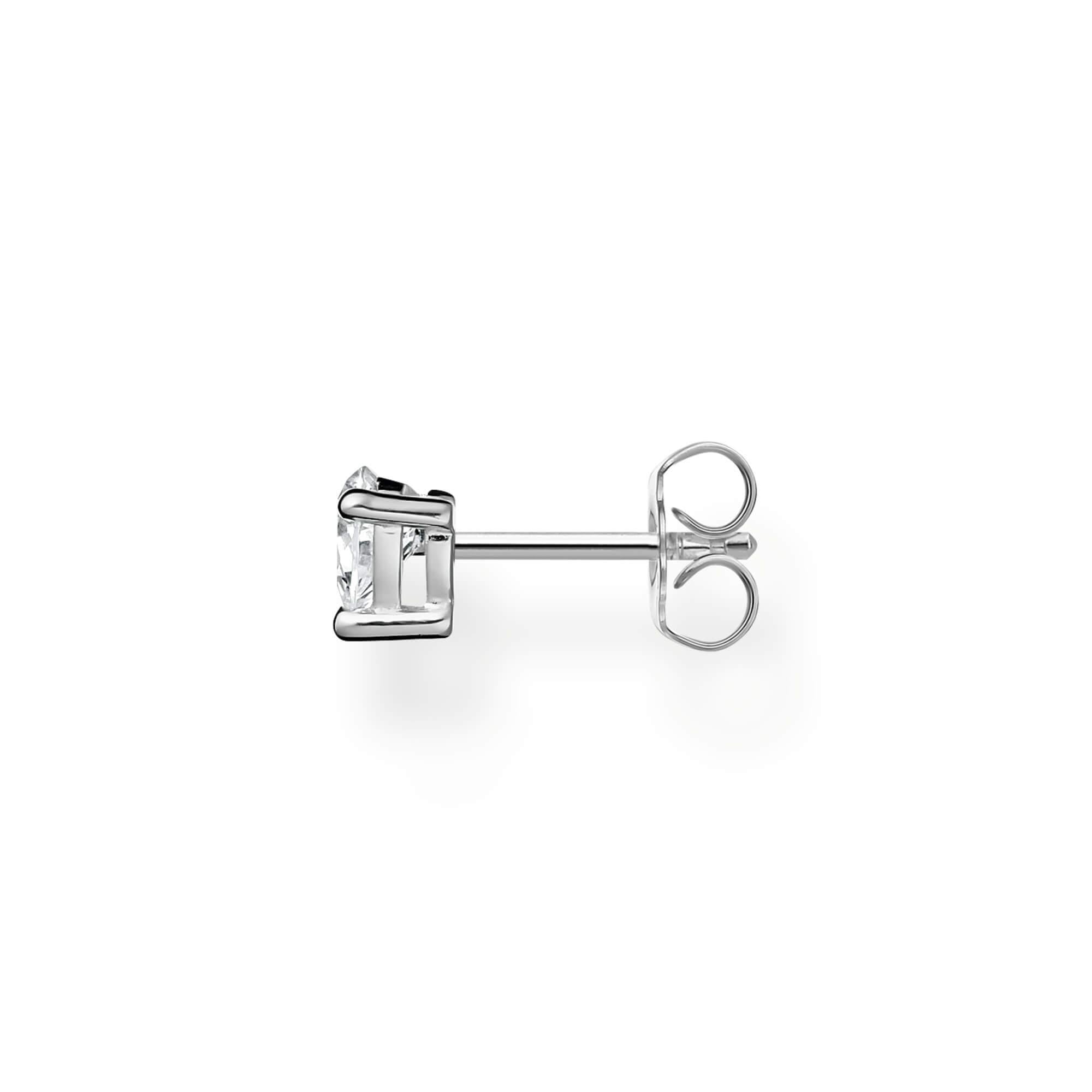 Single Heart Ear Stud With CZ