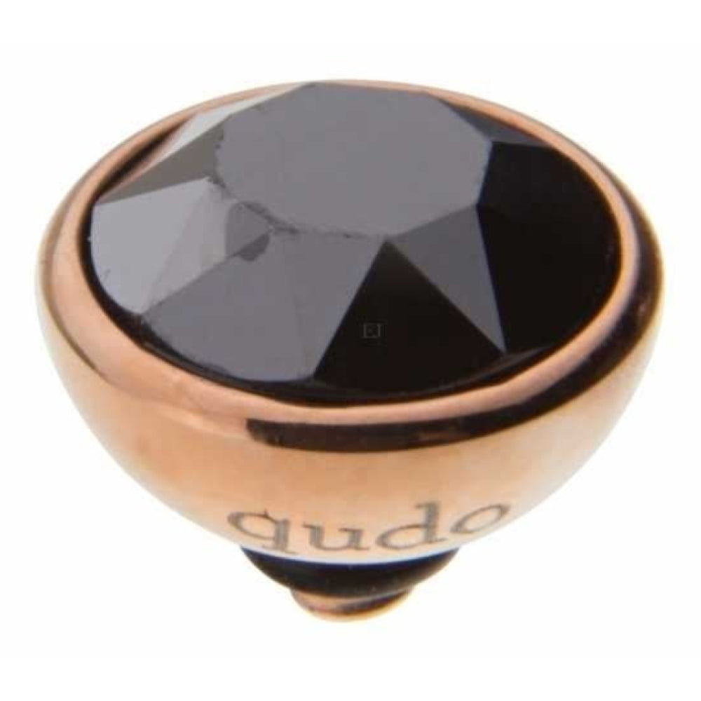 Famosa Rose Gold 10mm Bottone Ring Top Jet Hematite