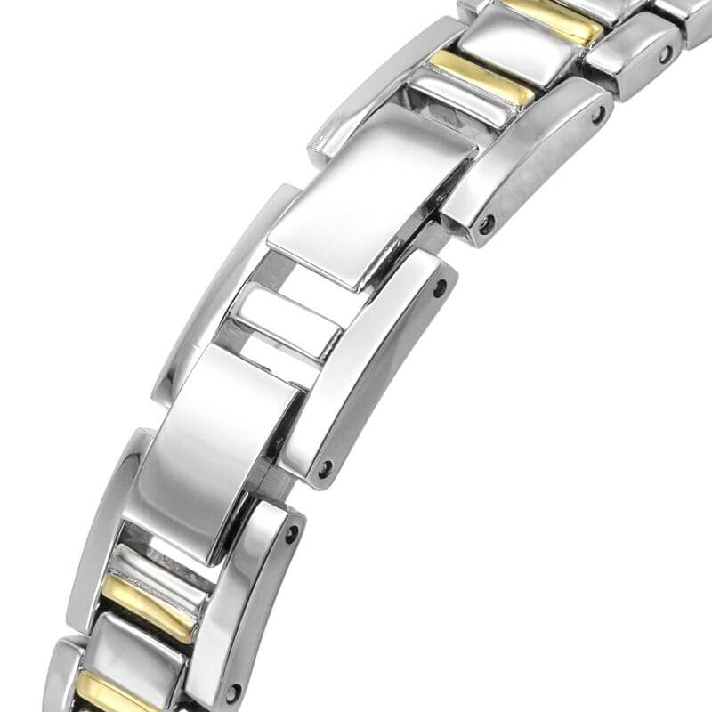 Two Tone Stone Set Dial & Bracelet Strap Ladies Watch