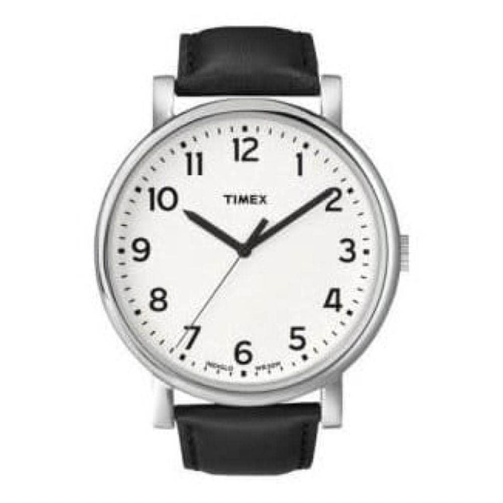 Easy Reader Large Dial Black Leather Wrist Watch