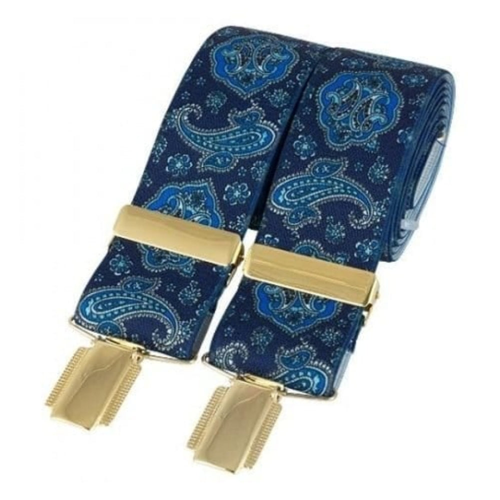 Blue Paisley Elasticated Braces