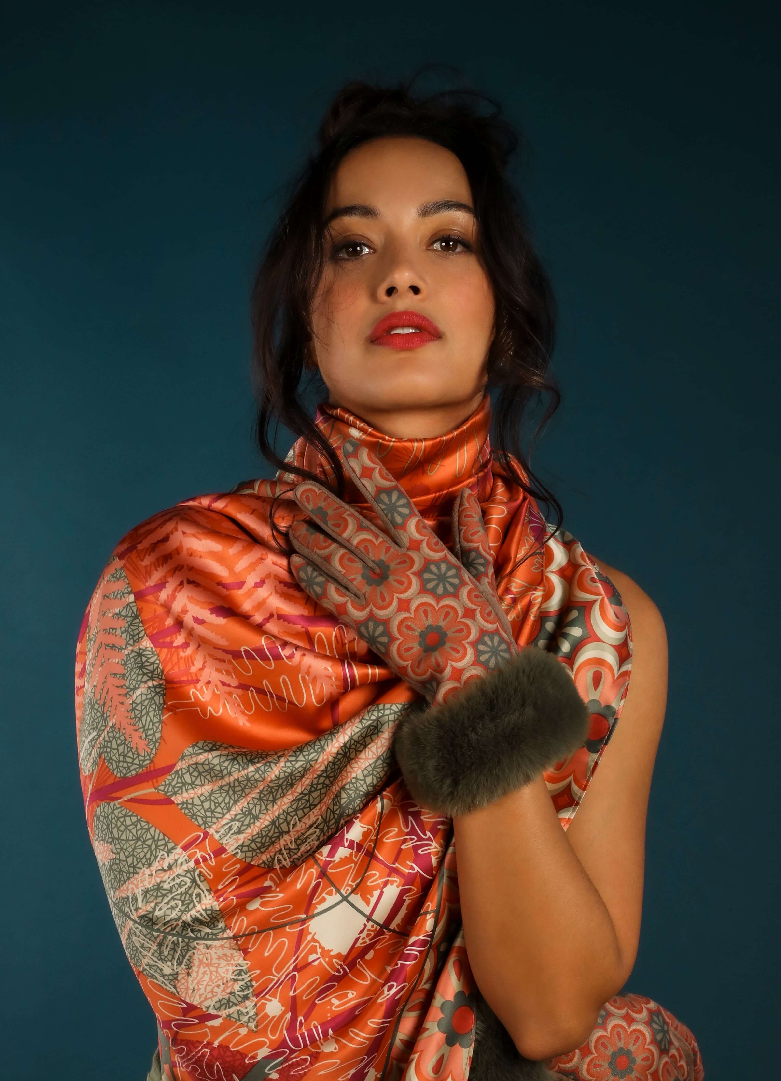 Freehand Forest Long Satin Print Scarf