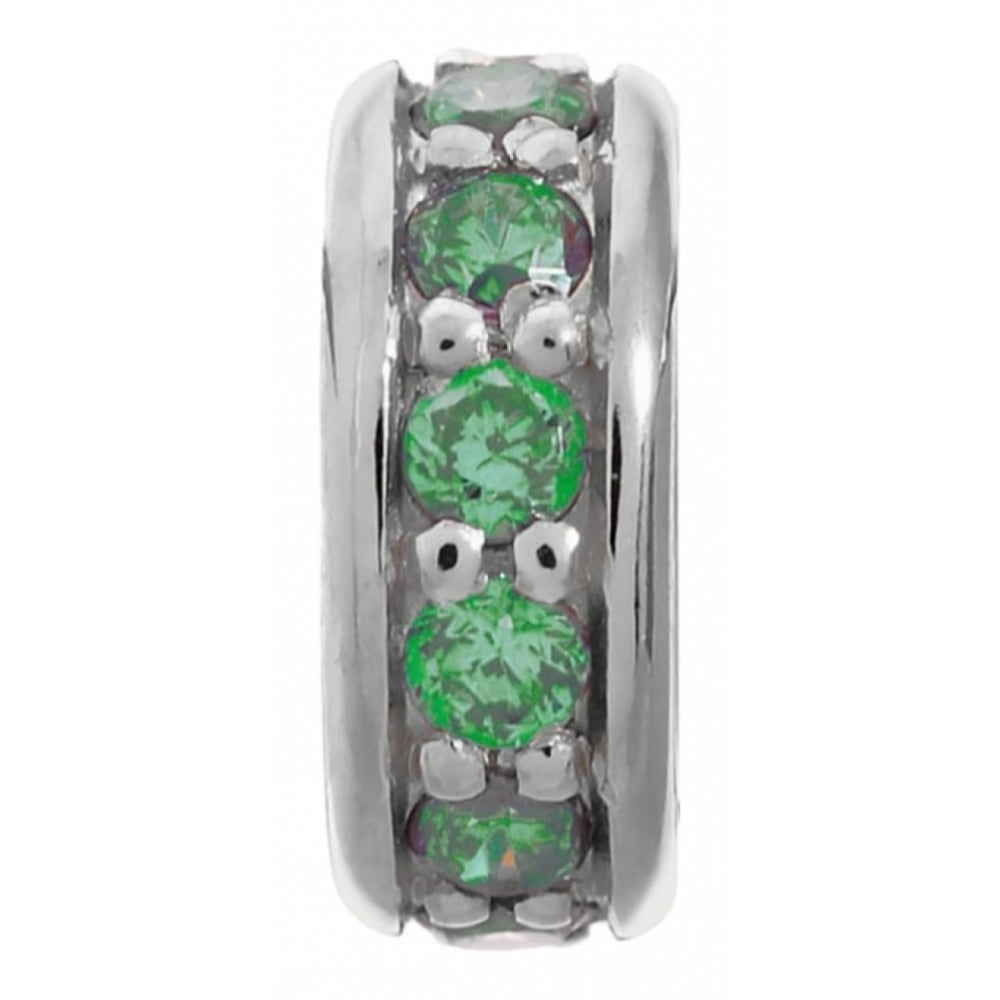 Green CZ Stone Sterling Silver Ring Charm
