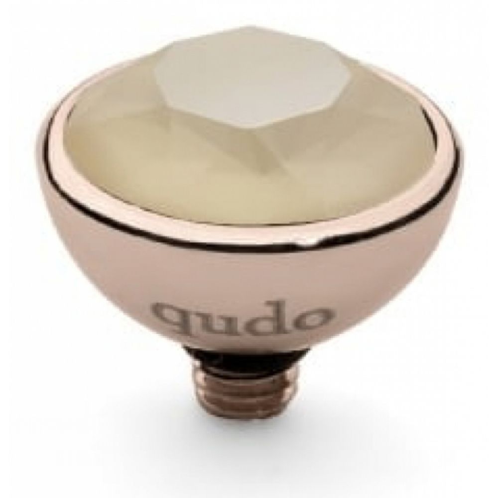 Famosa Rose Gold Plated 10mm Bottone Ivory Cream Ring Top