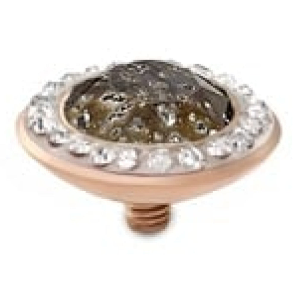 Famosa Tondo Deluxe 13mm Black Patina In Rose Gold Plated Ring Top