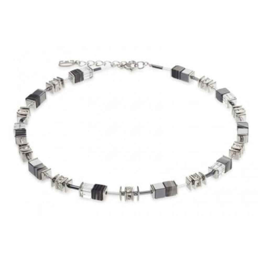 Ladies Silver & Grey Haematite Agate Tiger's Eye Bead Necklace