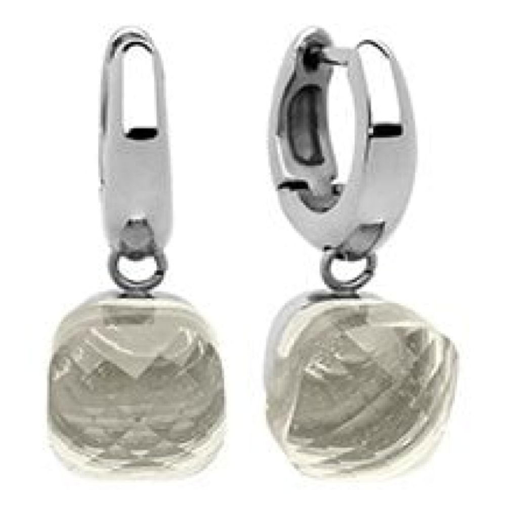 Creole "Firenze" Big (S/P) White Topaz Earrings