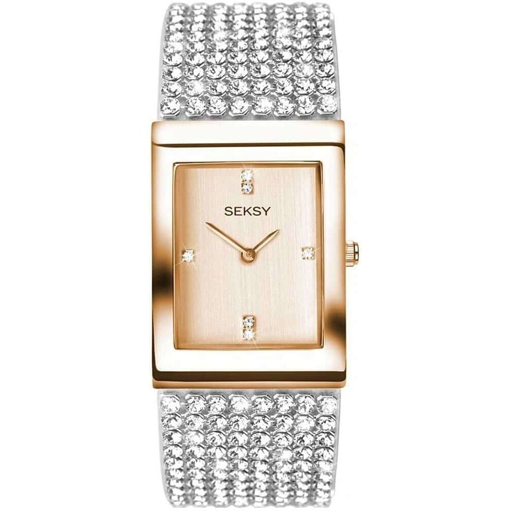 Rose Gold Plated Dial & Crystal Bracelet Strap Ladies Wristwatch