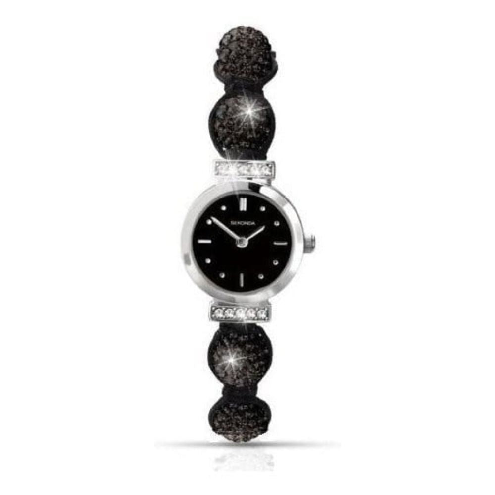 Ladies Black Crystalla Cord Watch