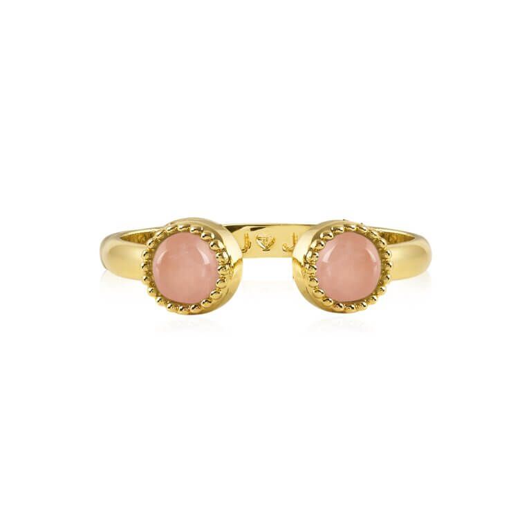 Capri Rose Quartz Ring- Gold- Size M
