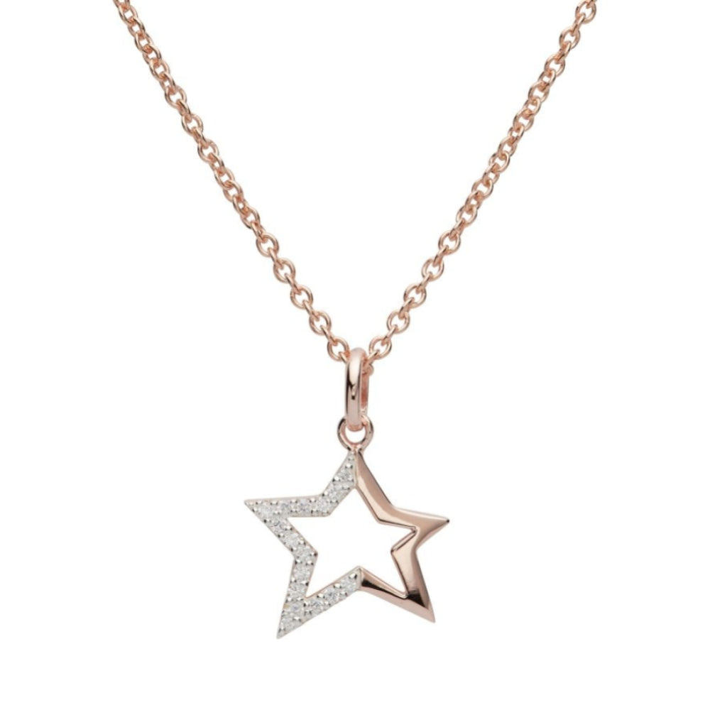 Sterling Silver 925 Star Pendant with Rose Gold Plating and CZ