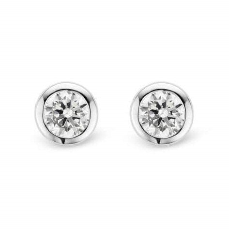 Silver Round CZ Stud Earrings