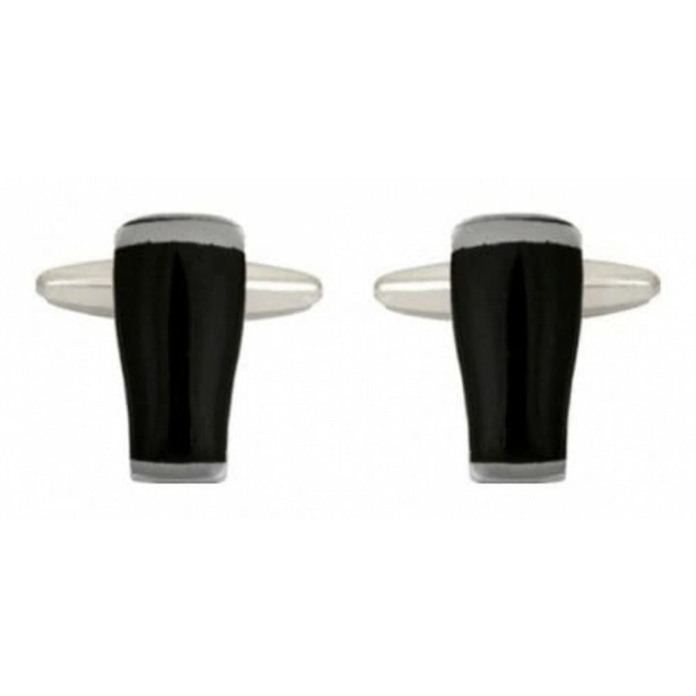 Rhodium Plated Dark Pint Beer Glass Cufflinks