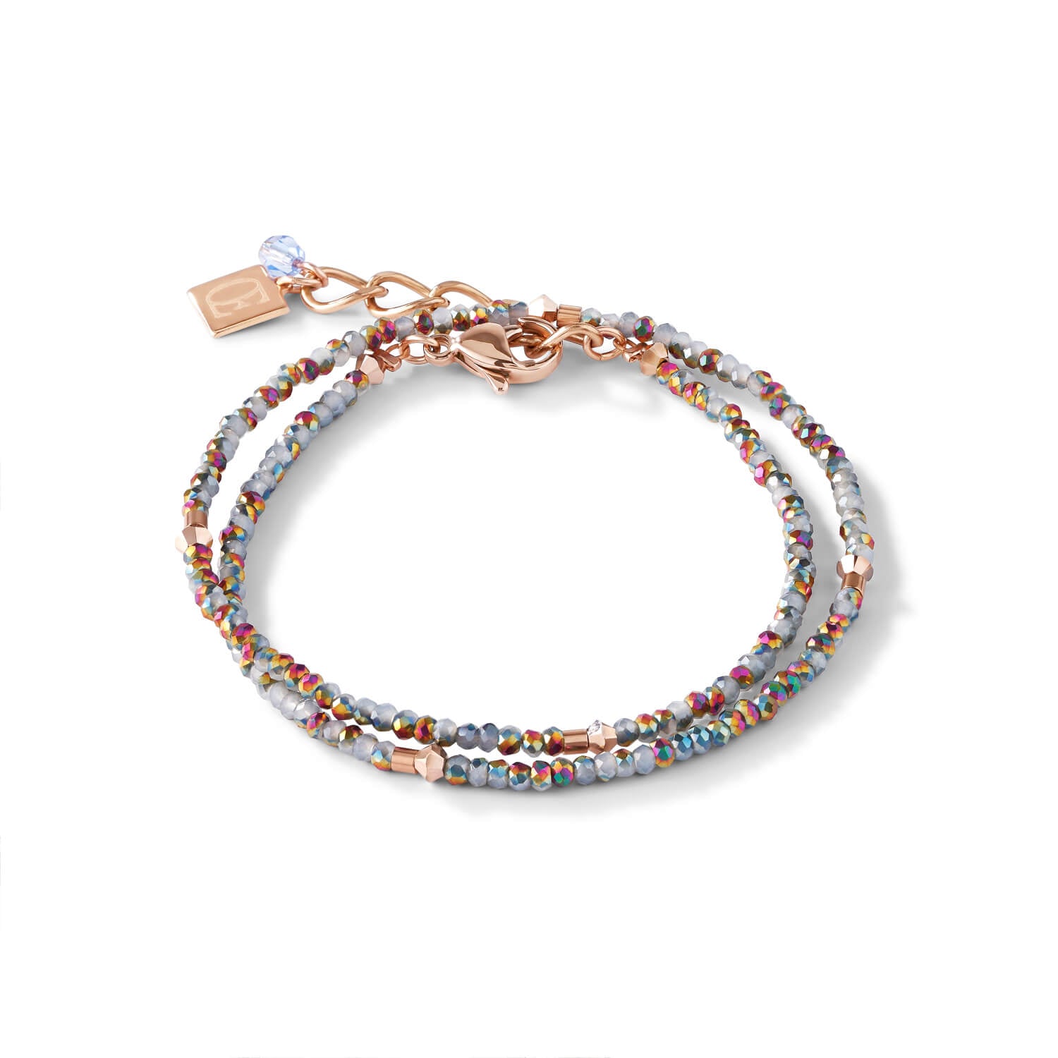 Small Crystal Rose Gold & Light Blue Bracelet