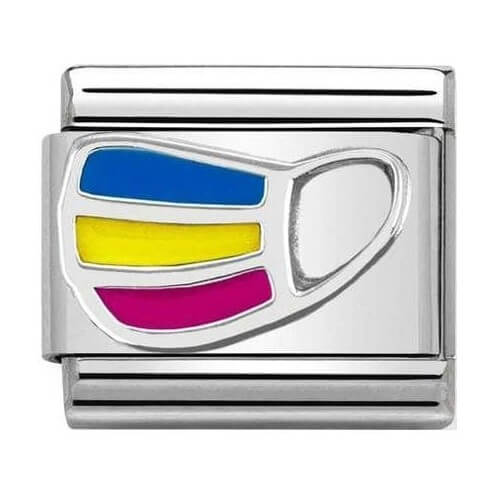 Composable Classic Enamel Silver Mask Link