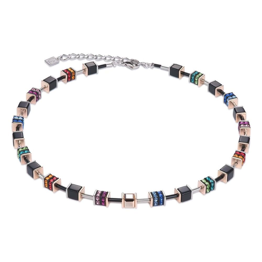 Multicolour & Rose Gold Geo Cube Necklace