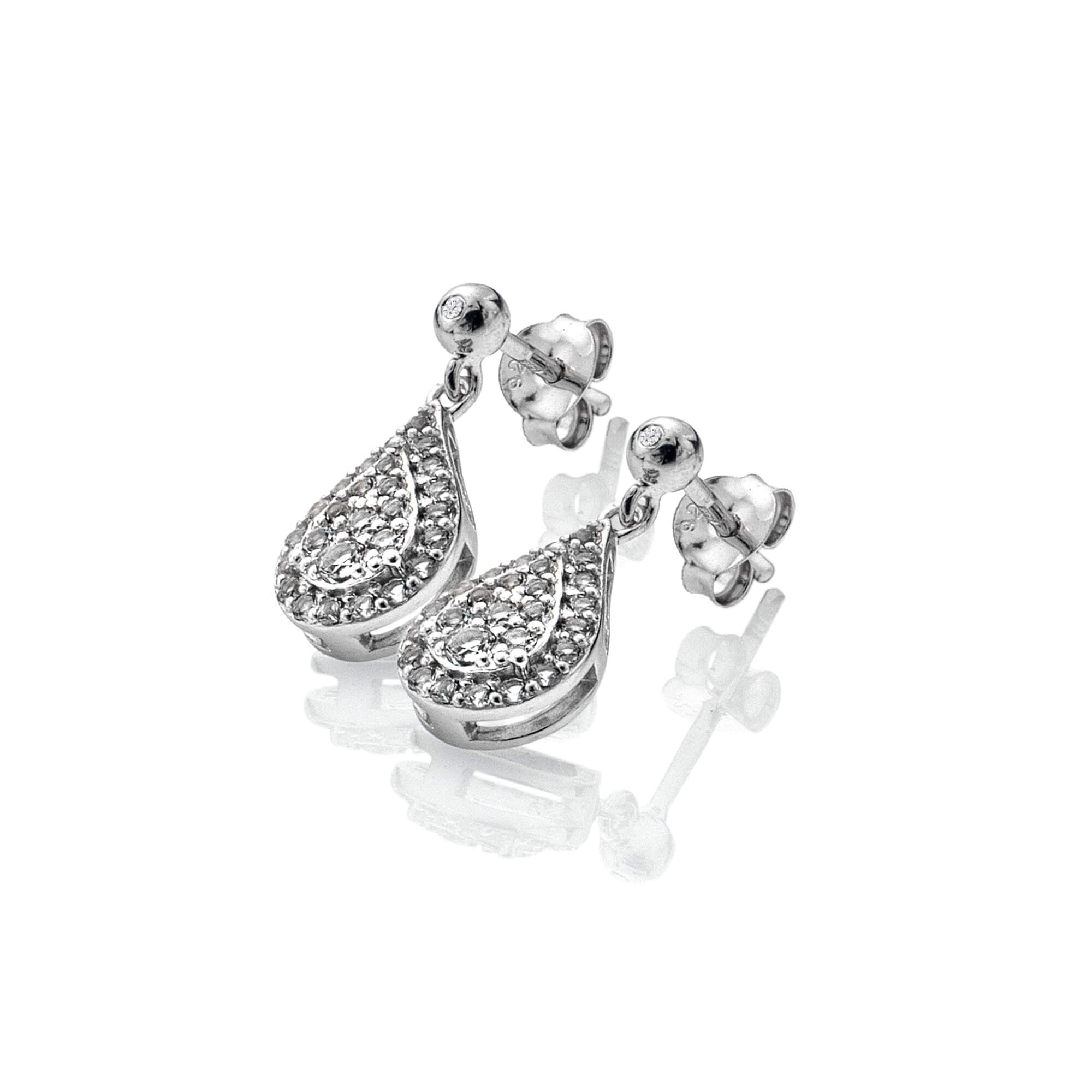Glimmer White Topaz Drop Earrings