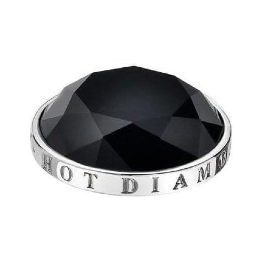 Ladies 33m Midnight Black Faceted Silver Coin