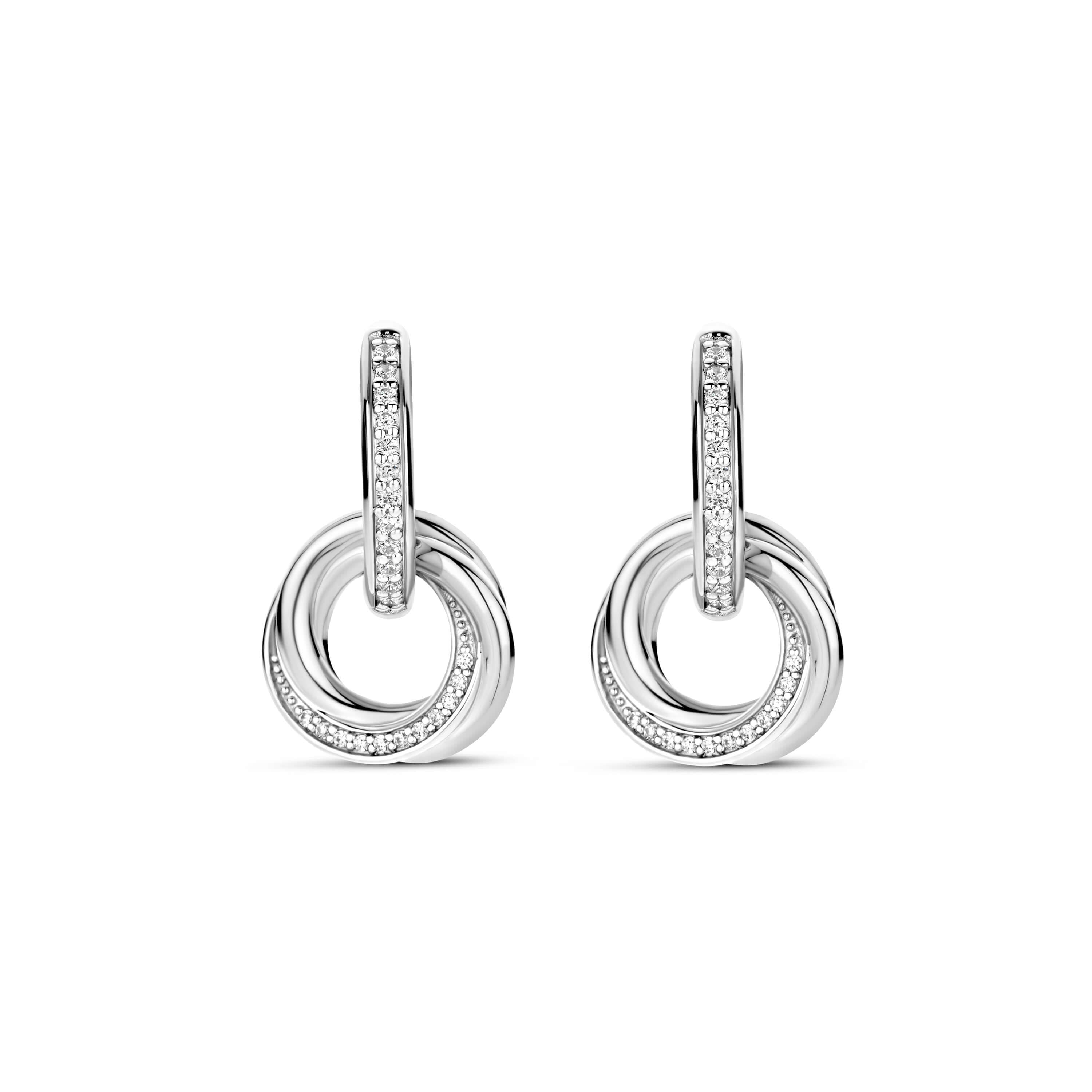 Intertwined Circle CZ Hoop Earrings