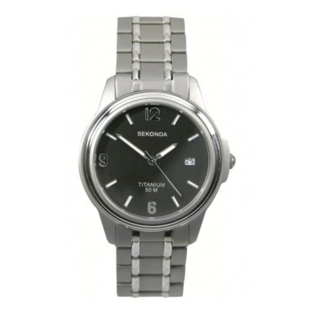 Mens Dress Grey Dial Titanium Bracelet Dress Watch