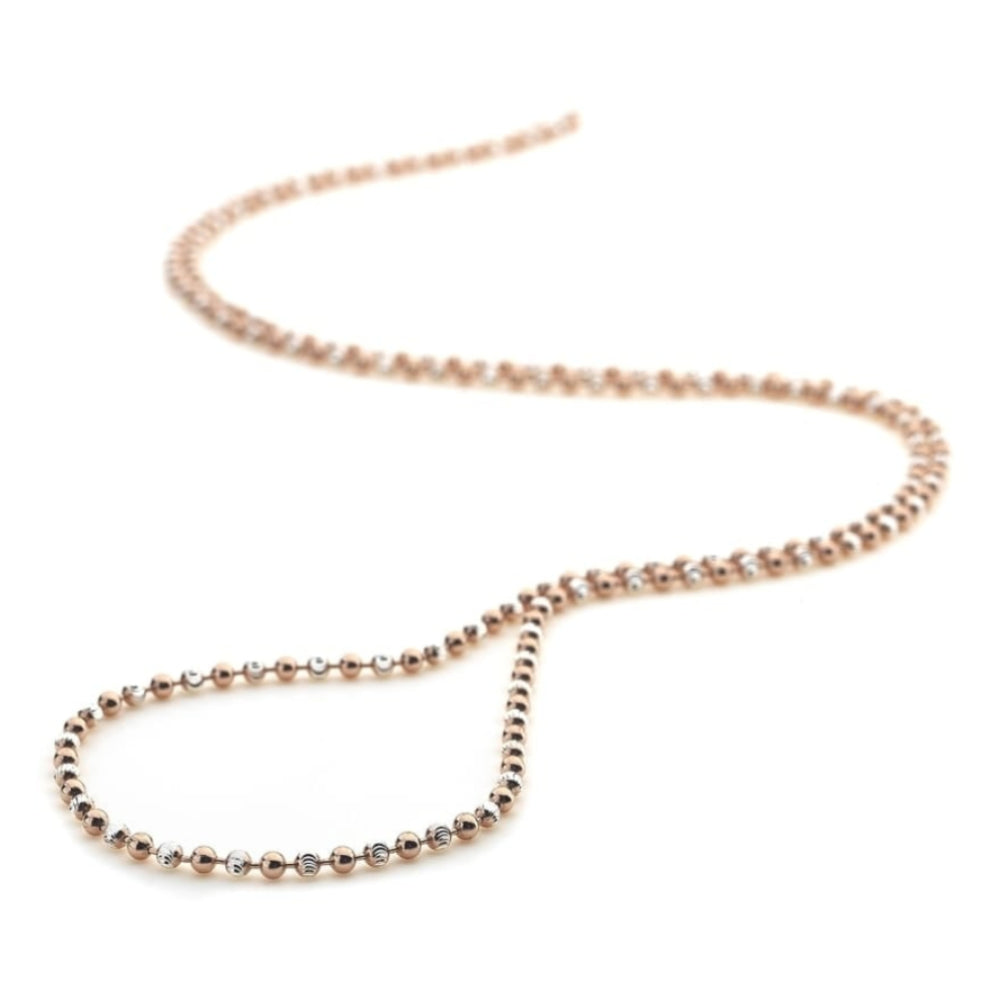 Sterling Silver and Rose Gold Plate Accent Bead Chain 30"
