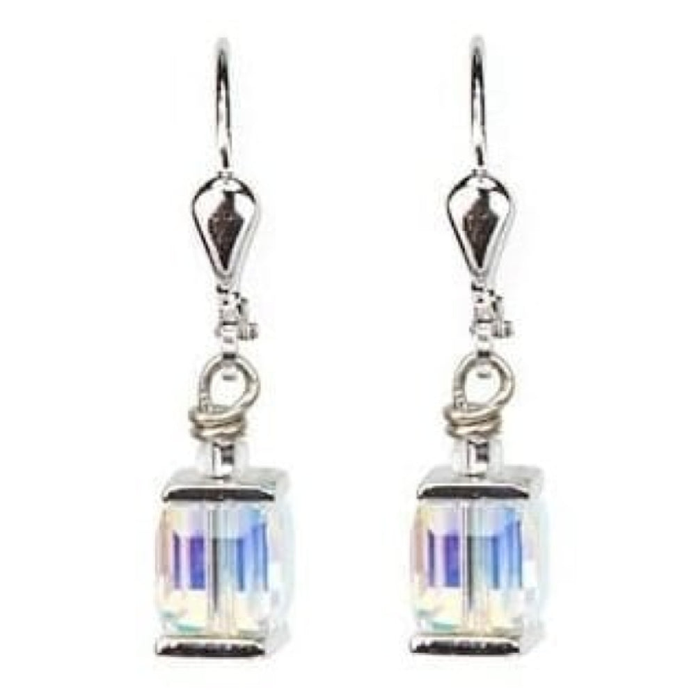 Ladies Clear Crystal Swarovski Elements Set In White-Bronze Alloyed Steel Earrings