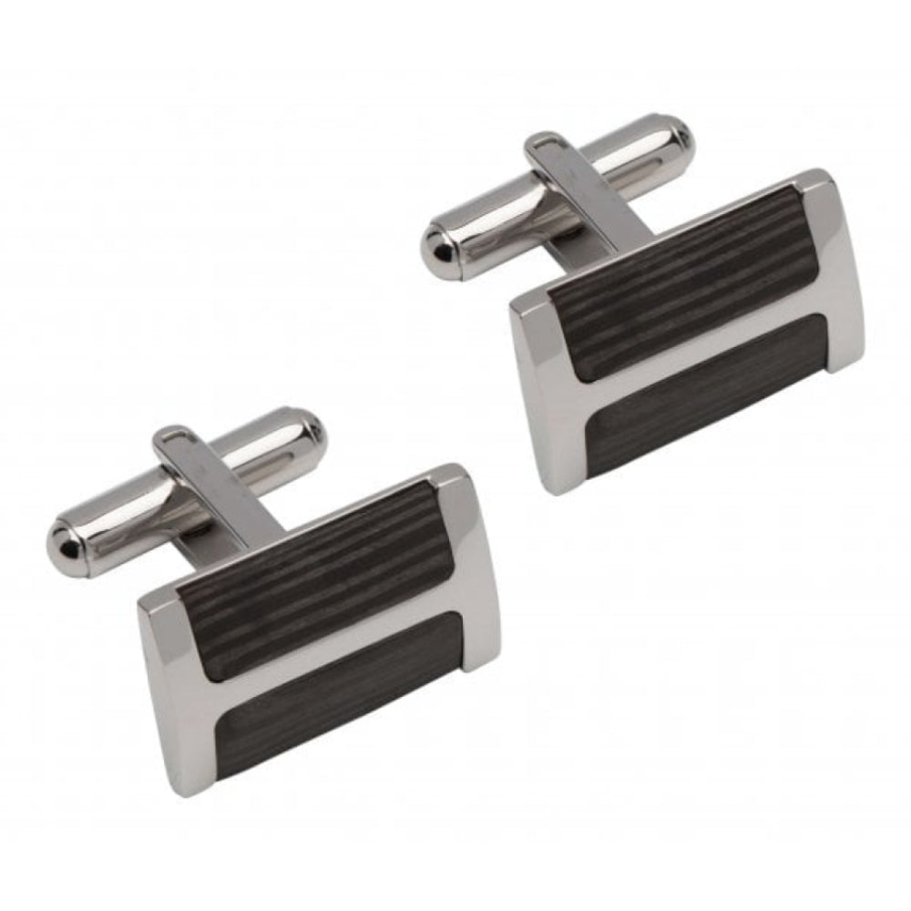 Stainless Steel Cufflinks With Carbon Fiber
