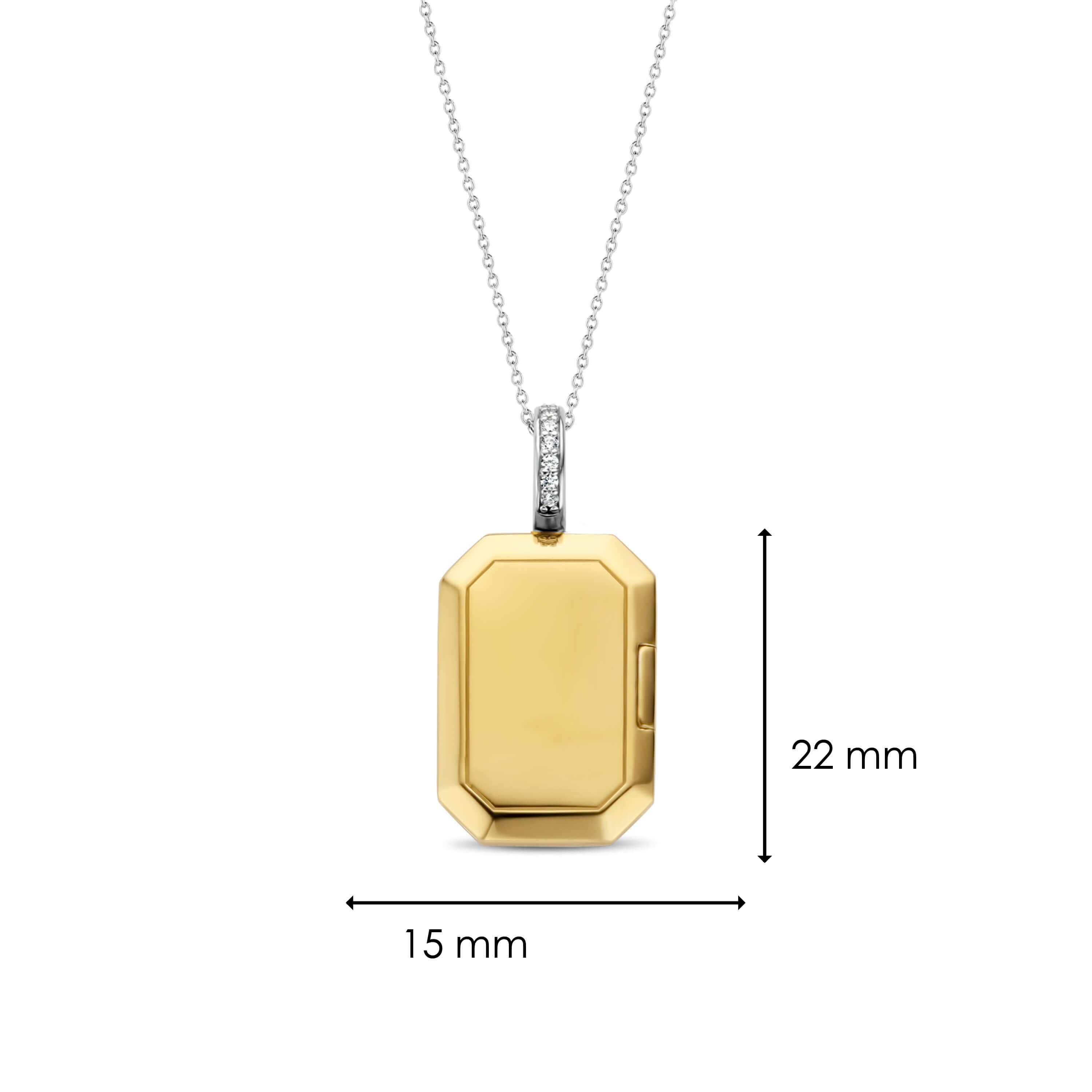 Gold Tone Rectangular CZ Star Pendant Necklace