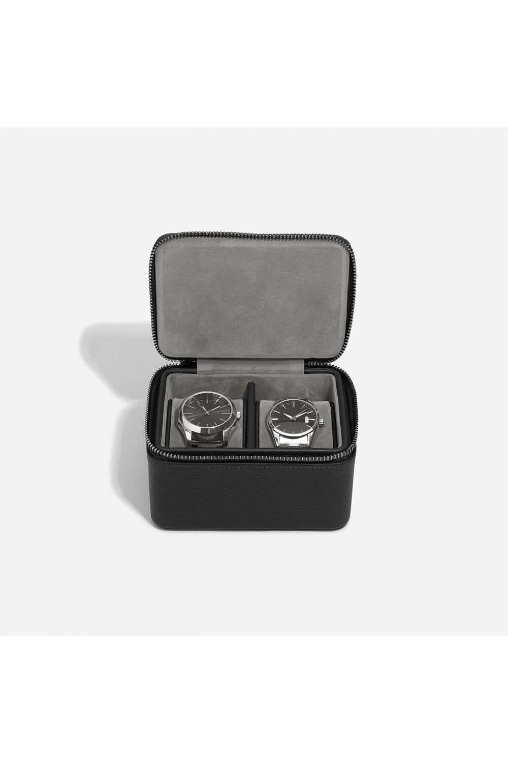 Black Pebble Large Zipped Watch Box