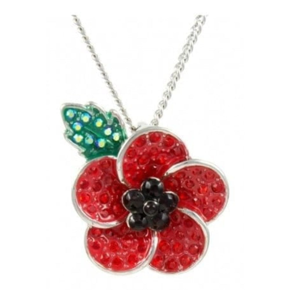 5 Petal Crystalised Poppy Necklace 20mm