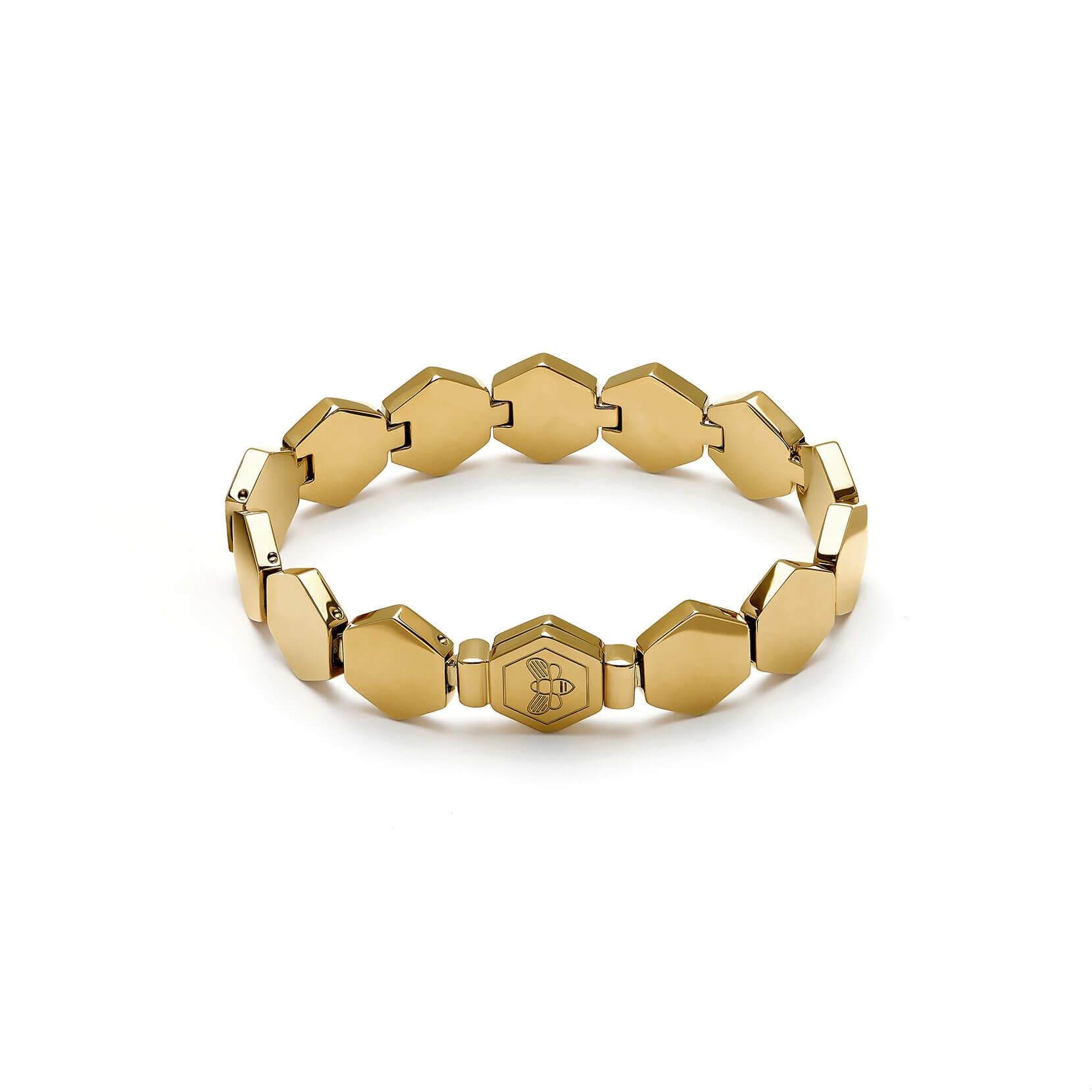 Honeycomb Gold Plated Slim Cuff Bracelet