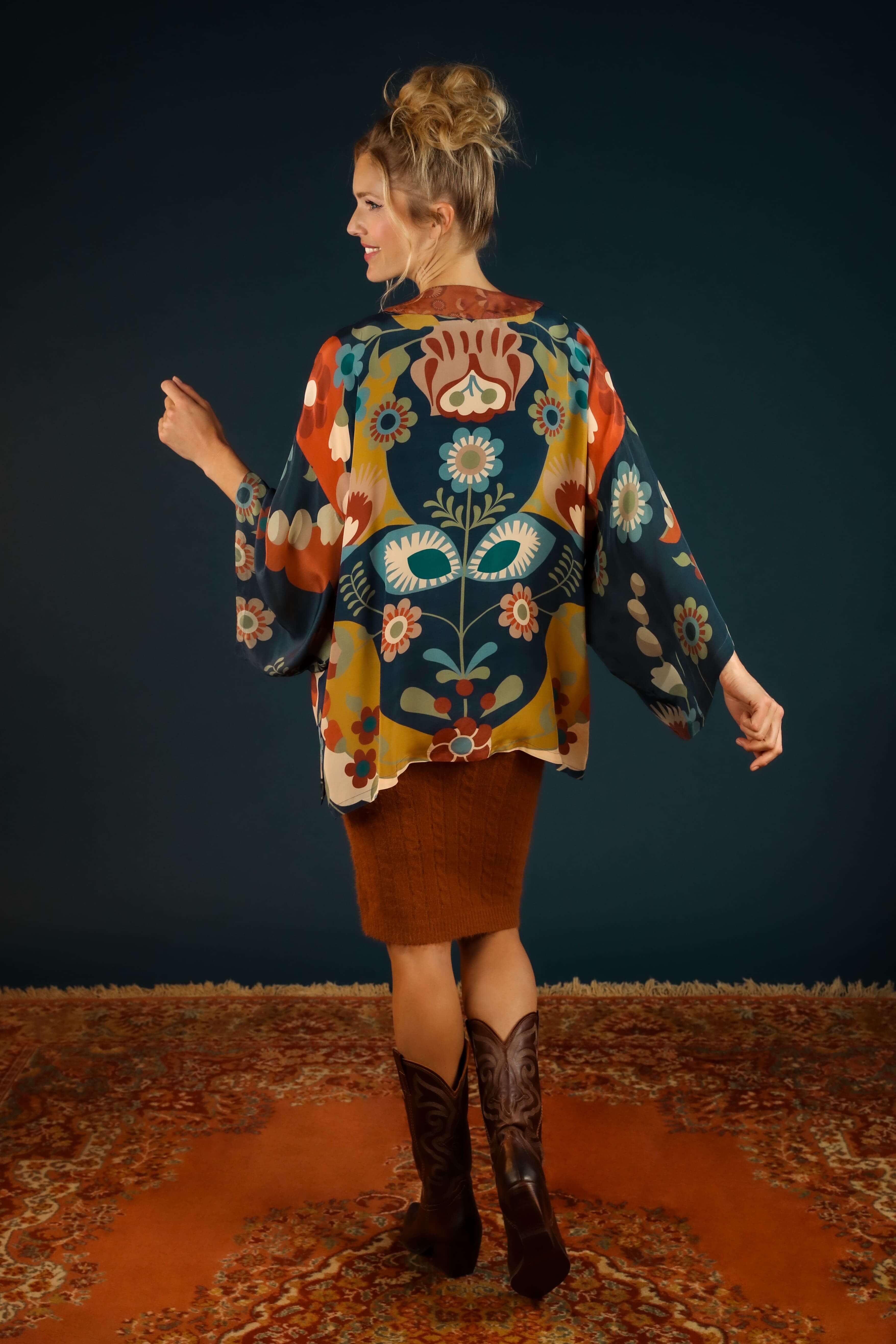 Luxury Kimono Jacket Scandinavian Flora
