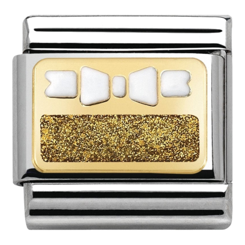 Classic White Bow Glitter Plate Link