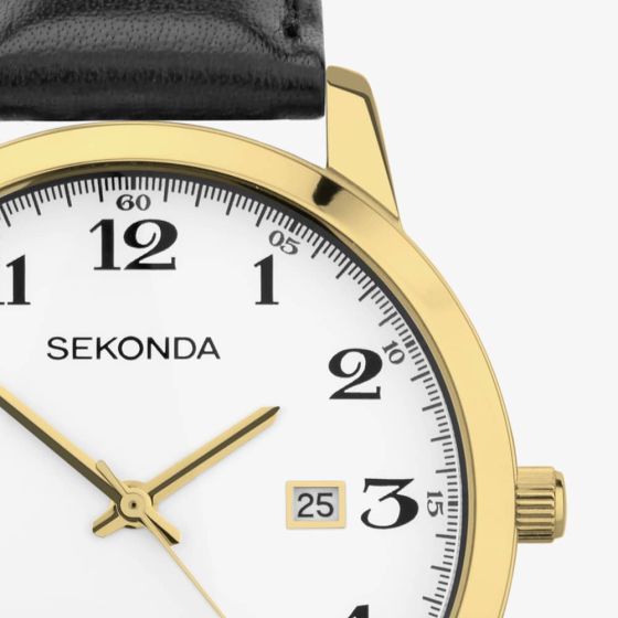 Classic Easy Reader GP Case White Dial With Black Leather Strap Men's Watch