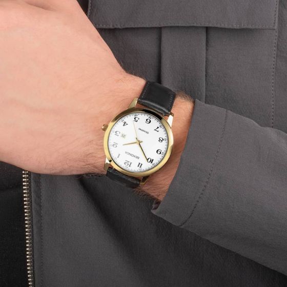 Classic Easy Reader GP Case White Dial With Black Leather Strap Men's Watch