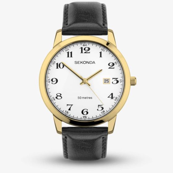Classic Easy Reader GP Case White Dial With Black Leather Strap Men's Watch