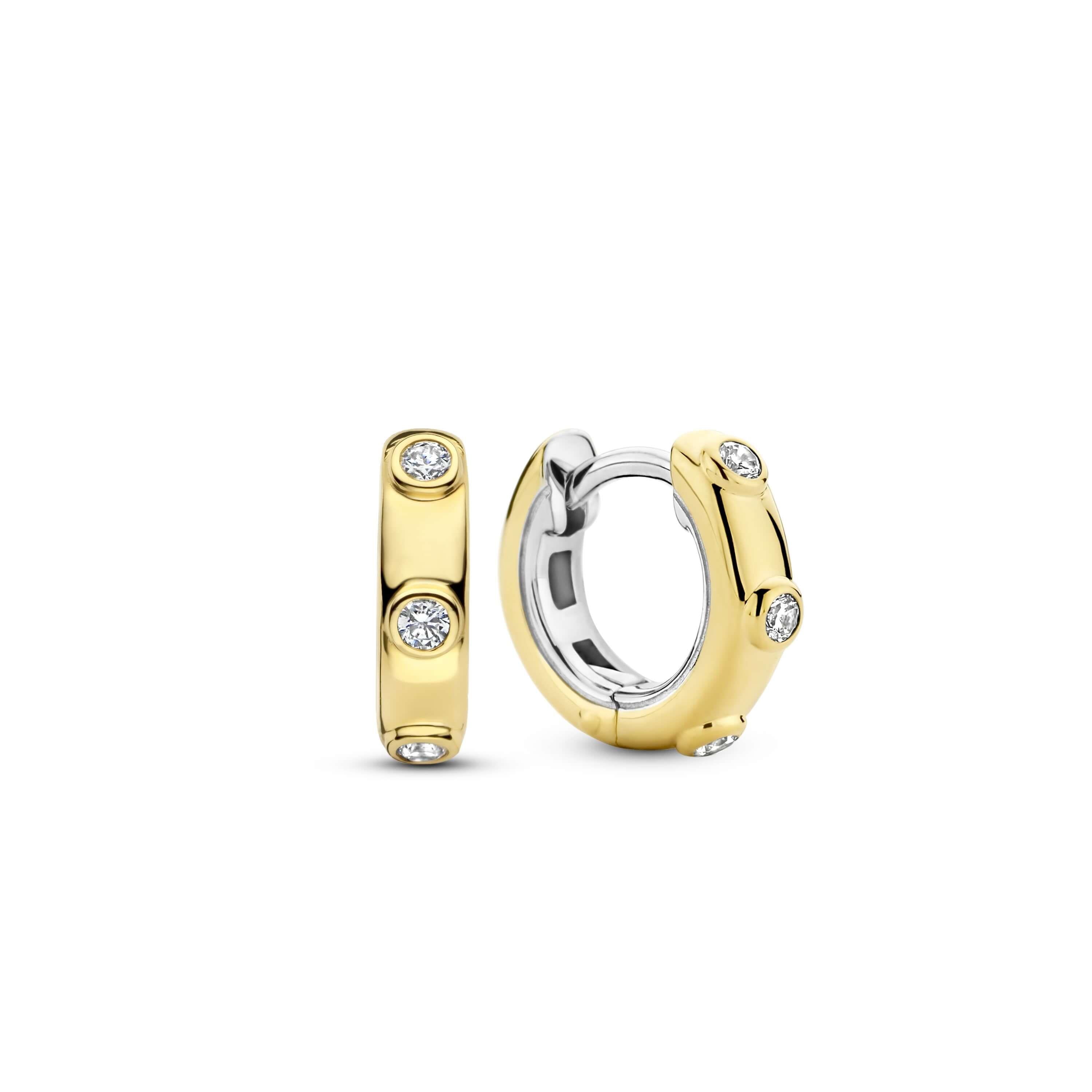 Gold Plated & CZ Huggie Hoops Earrings