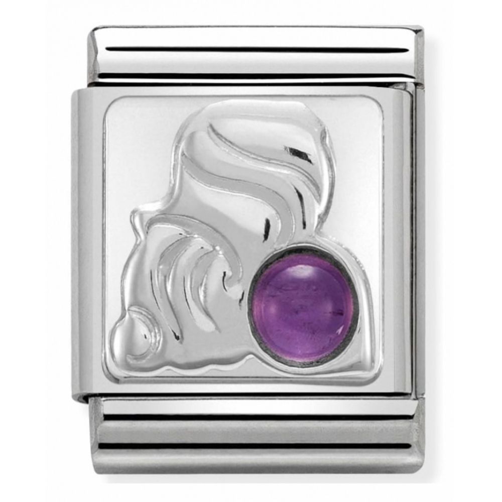 Zodiac Composable Big Stainless Steel, Sterling Silver & Gemstone Aquarius Charm