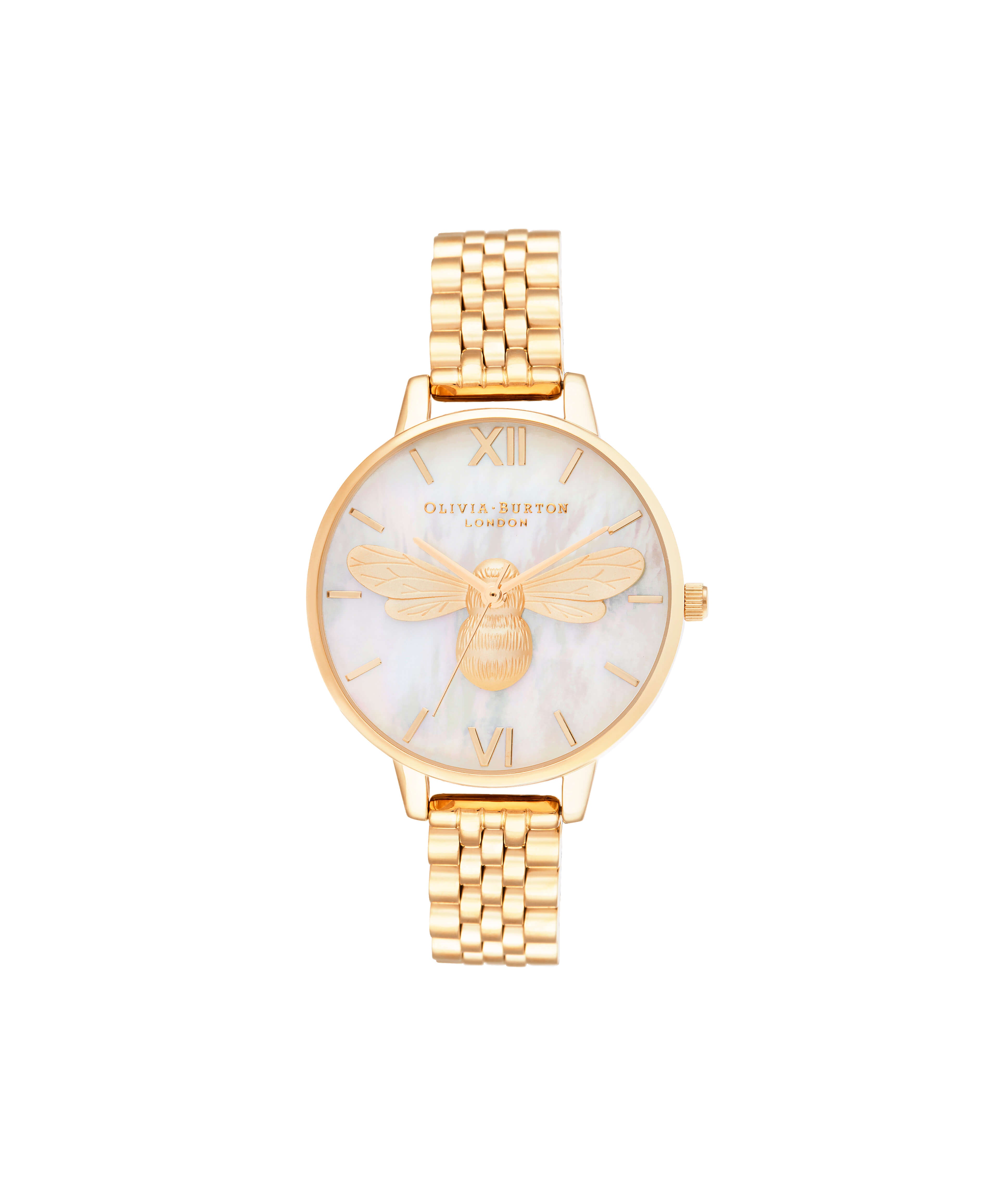 Mother Of Pearl Demi Lucky Bee Dial & Gold Bracelet Strap Ladies Watch
