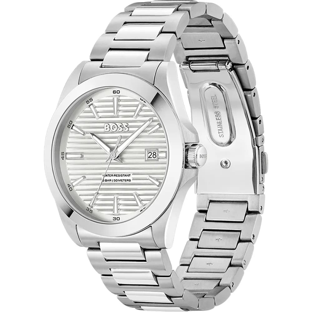 Strike Silver Dial With Stainless Steel Bracelet Strap Men's Watch