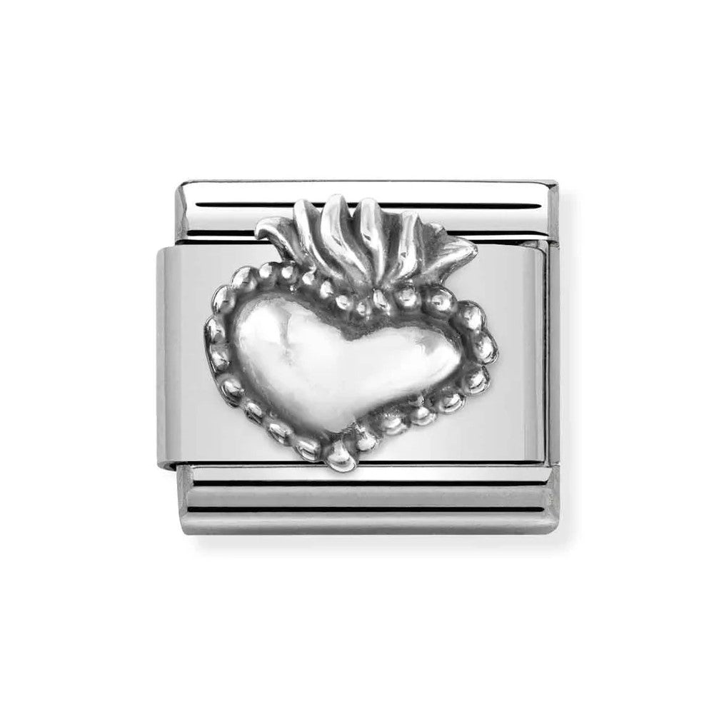 Classic Composable Link In Silver Sacred Heart Symbol
