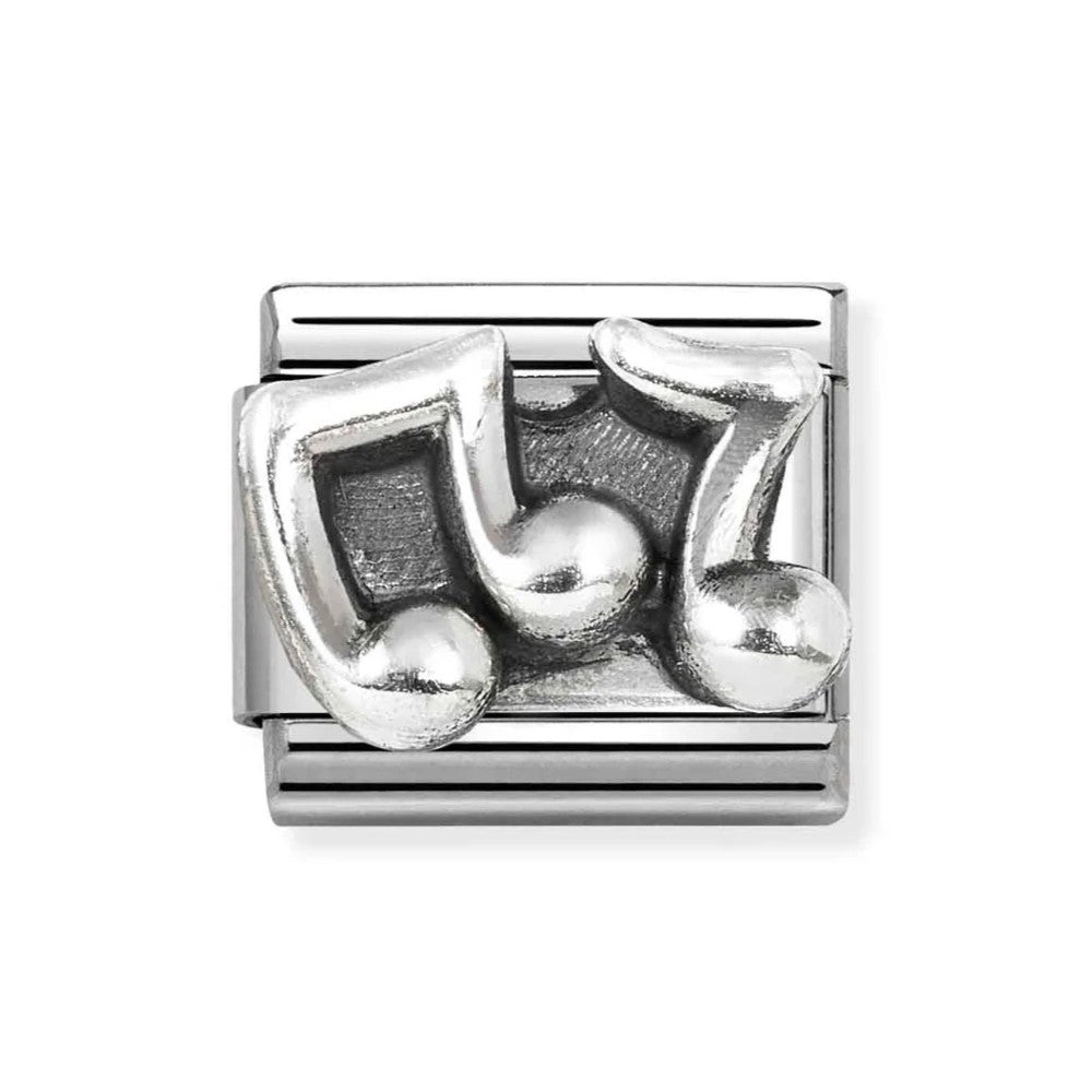 Composable Classic Steel Charm With Music Notes In 925 Silver