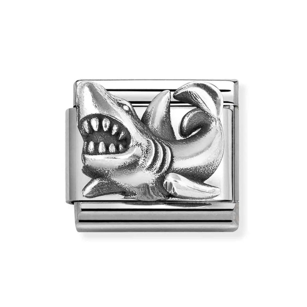 Composable Classic Steel Charm With Shark In 925 Silver