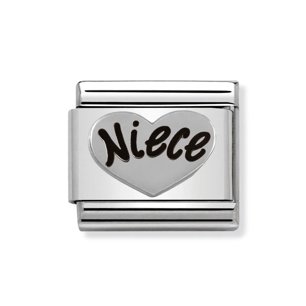 Classic Niece Heart In Stainless Steel & Sterling Silver Charm